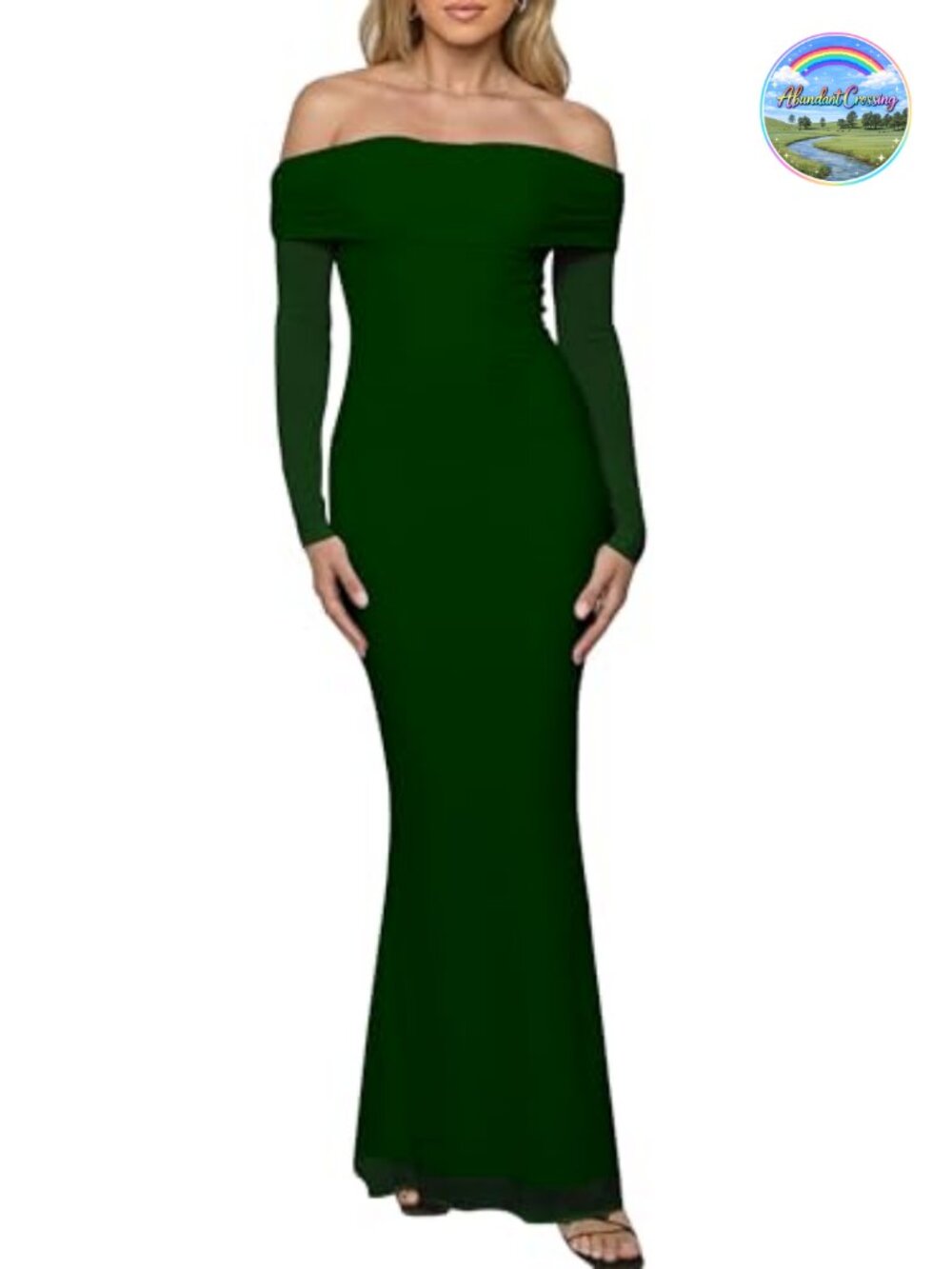 Off Shoulder Bodycon Maxi Dress Mesh Long Sleeve Ruched Formal Wedding Guest